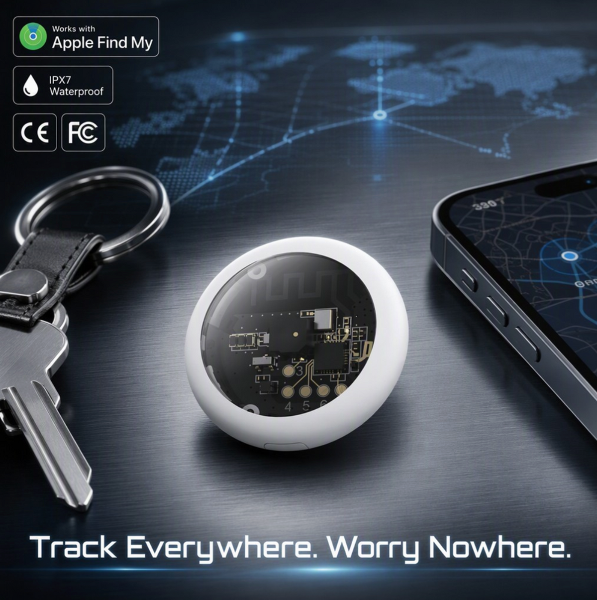 Smart Bluetooth Tracker Tag – Waterproof GPS Locator for Keys, Wallets & Everyday Items