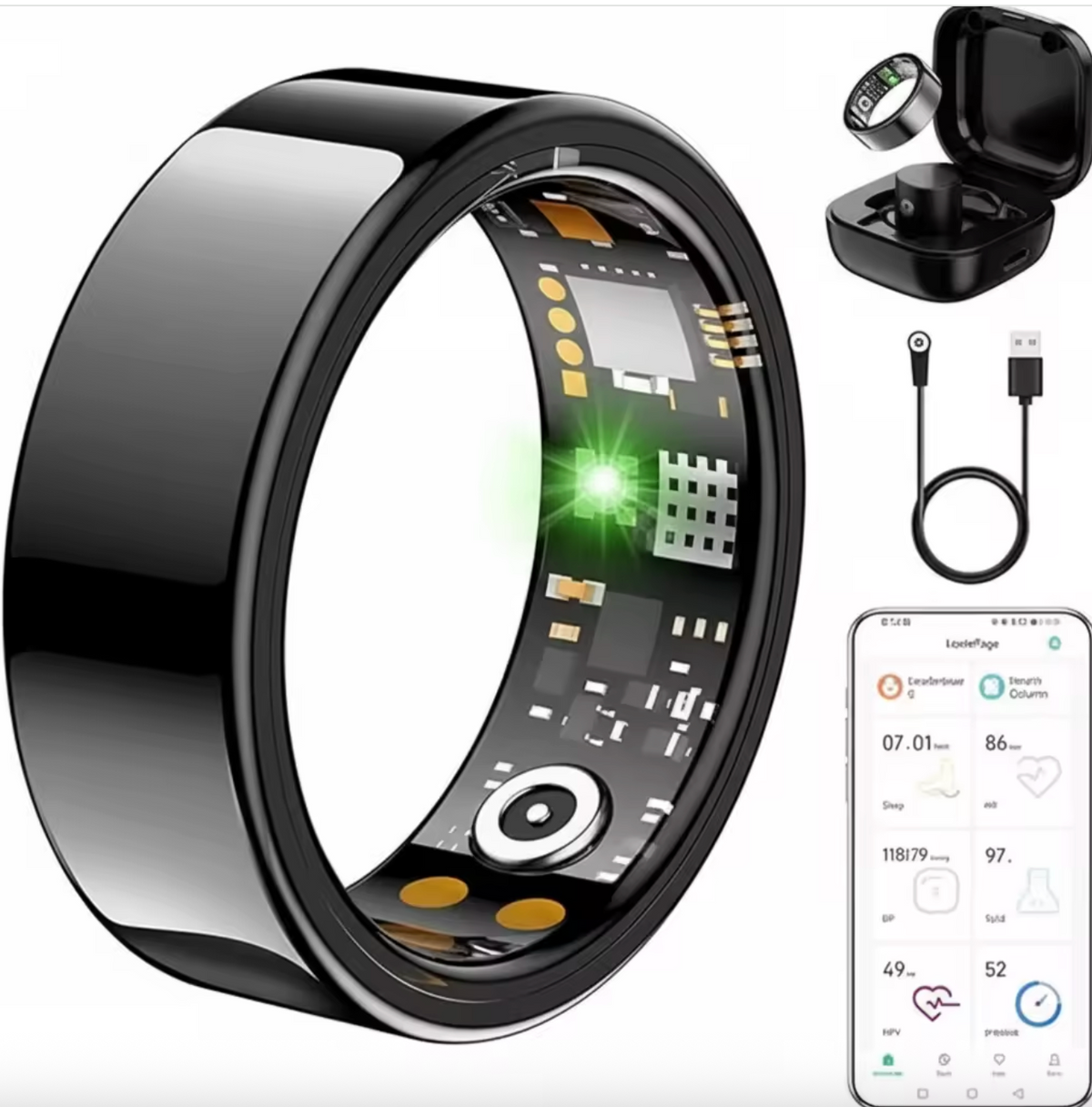 Smart Fitness Ring – Stainless Steel Body Tracking & Activity Monitor