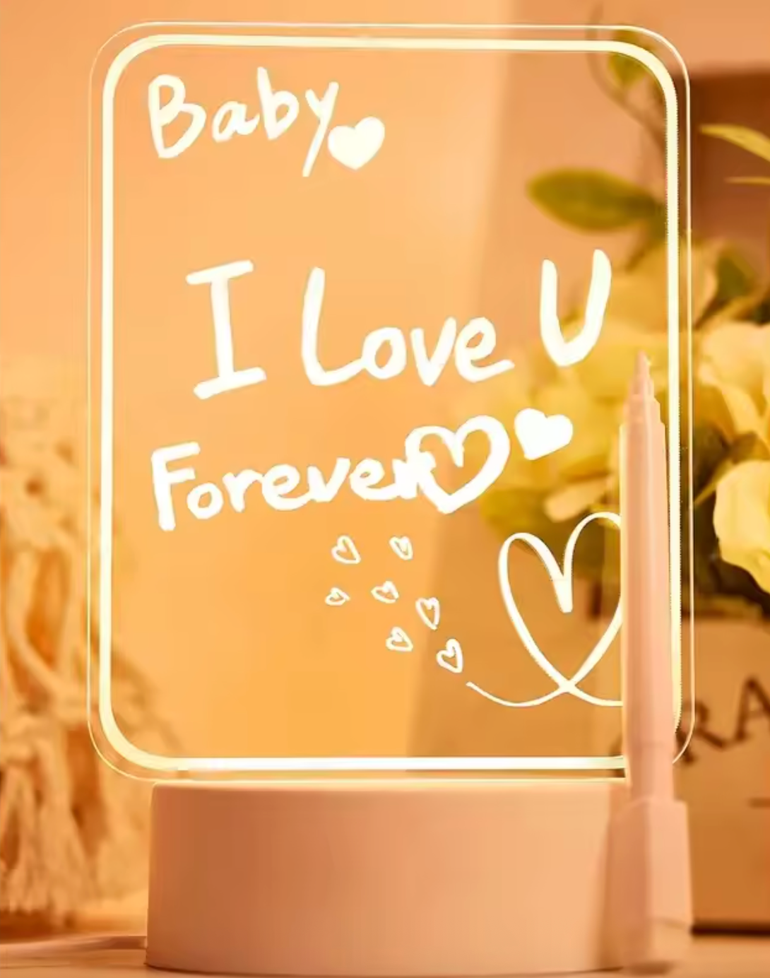 3D Acrylic LED Message Board Lamp – Rewritable Night Light for Bedroom & Living Room